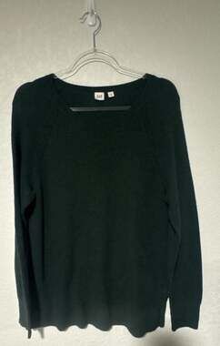 Gap Women's Dark Green Textured Knit Crew Neck Pullover Sweater